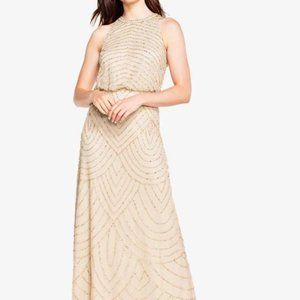 Adrianna Papell Art Deco Sequin Halter Dress